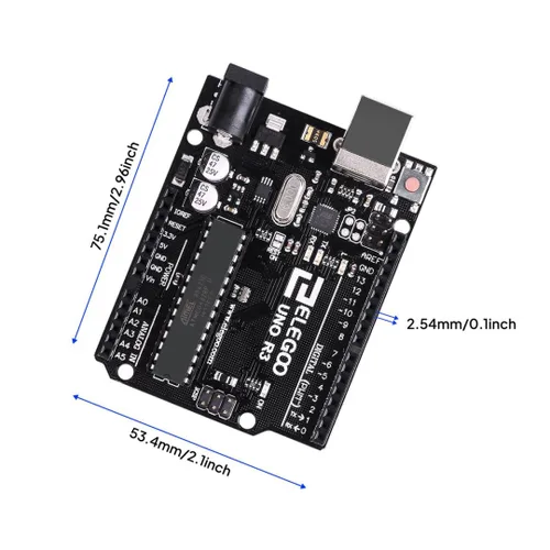 Vista 8 de ELEGOO Placa UNO R3 ATmega328P con cable USB (compatible con Arduino) para Arduino Compatible with Arduino IDE Projects, 32KB Flash Memory, 16Mhz