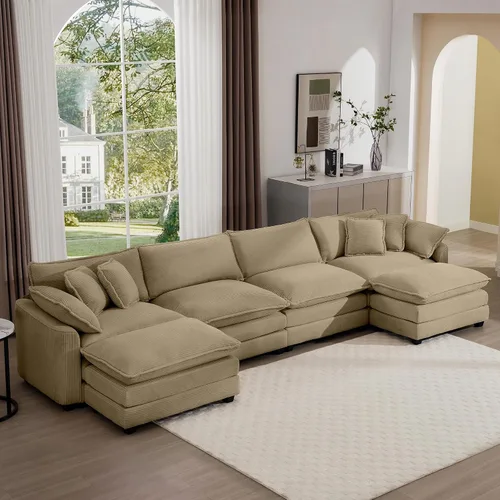 Vista 52 de Aoowow Sofá de dos plazas de pana, modernos sofás de nube de 2 plazas para sala de estar, sofás modulares de nube seccionales con asiento profundo