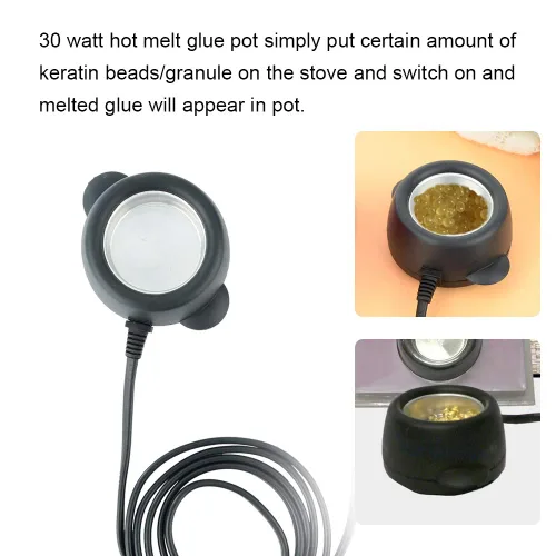 Vista 3 de Olla de pegamento caliente de 30 W, olla de extensión de cabello, mini olla de pegamento, olla de pegamento caliente, calentador eléctrico de perlas