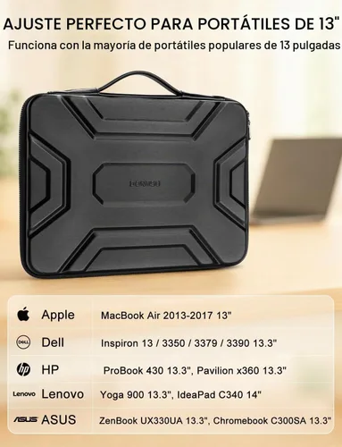 Vista 6 de DOMISO Funda para laptop de 13 pulgadas con asa, a prueba de golpes y resistente al agua, funda protectora de EVA para laptop de 13 a 13.3 pulgadas