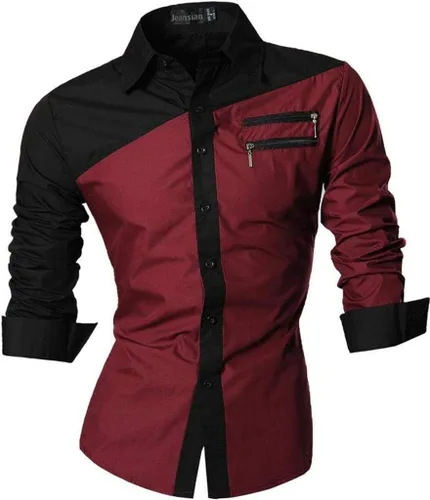 Vista 70 de JZS041, camisa de vestir de manga larga para hombre