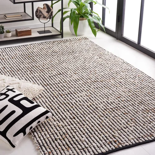 Vista 12 de SAFAVIEH Natura Collection - Alfombra de pasillo, 2 pies 3 pulgadas x 7 pies, negro y marfil, lana y yute, ideal para dormitorio, vestíbulo