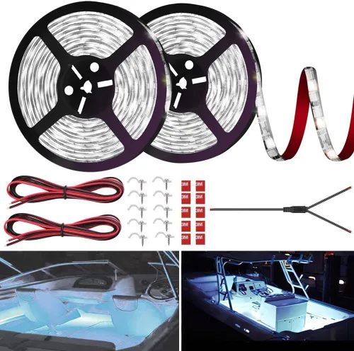 Vista 10 de Tira de luces LED para lancha, 32.8 pies, luces LED de pontón marino, luz interior de barco impermeable, luces debajo del túnel, luz de cubierta