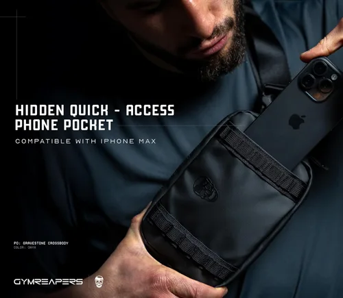 Vista 3 de Gymreapers Bolsos cruzados pequeños de viaje para hombres y mujeres con bolsillo oculto, riñonera cruzada impermeable para hombres con cinturón