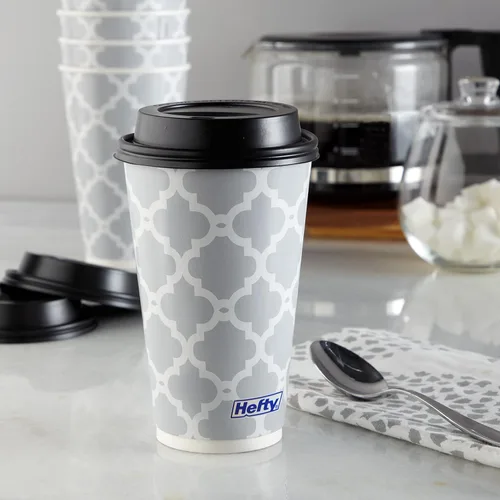 Vista 2 de Hefty - Vasos calientes desechables con tapas, 16 onzas, 20