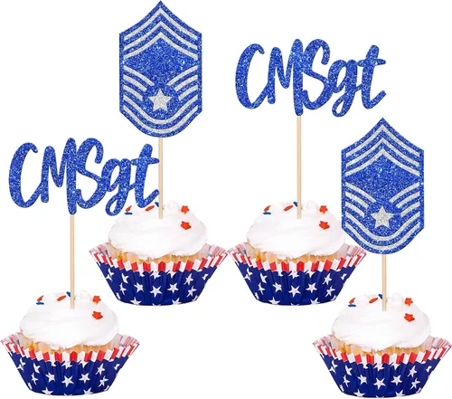 Vista 15 de 24 paquetes de adornos para cupcakes con temática militar, púas para cupcakes con temática de campo de entrenamiento, adornos para cupcakes