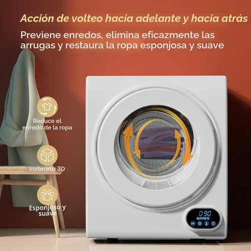 Vista 4 de ROVSUN Secadora de ropa portátil, secadora de tambor de lavandería de carga frontal de alta gama de 110V 850W, secadora eléctrica de 1.5 pies