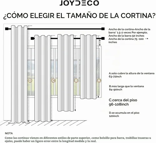 Vista 9 de Joydeco Cortinas opacas para dormitorio de 72 pulgadas de largo, 2 paneles de cortinas con aislamiento térmico para oscurecer la habitación