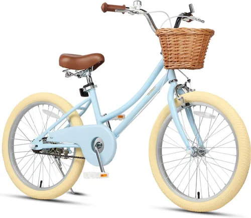 Vista 21 de Petimini Vintage Kids Bike for Girls, 12–20 Inch Classic Bicycle with Wicker Basket & Bell, High Tensile Steel Frame, Training Wheels (12–18”), 85%