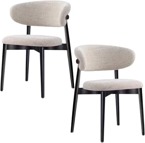 Vista 10 de YVYKFZD Juego de sillas de comedor, sillas de cocina de madera maciza, silla de comedor tapizada con respaldo curvo, silla de sala de estar sin Gris