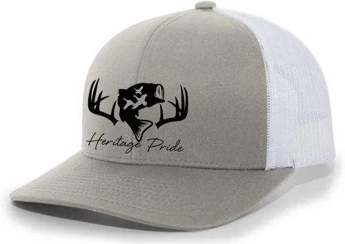 Vista 14 de Heritage Pride Sombrero de camionero de malla bordada para hombre de caza de pato de pesca de ciervos