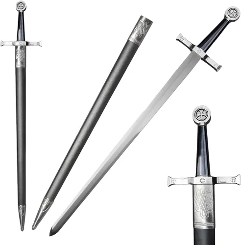 Vista 11 de Stainless Steel Medieval Star of David King Solomon Cross Crusader Knight Templar Sword for Collection, Cosplay, Display