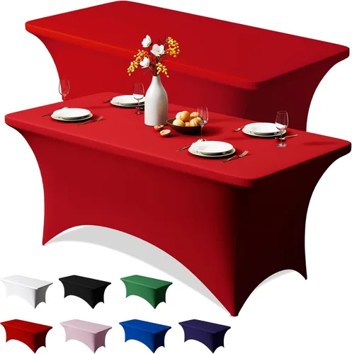 Vista 11 de Trlyc Paquete de 1 mantel rectangular de elastano de 4 pies – 48 x 30 pulgadas, resistente a las arrugas, para bodas, fiestas, banquetes, picnic