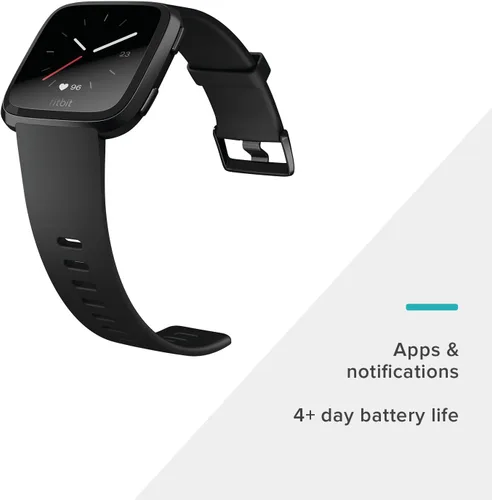 Vista 4 de Fitbit Versa Reloj Inteligente, Negro/Aluminio Negro, Talla Única (Correas S y L Incluidas)