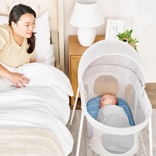 Vista 9 de Regalo Baby Basics - Moisés infantil con toldo, marca galardonada, plegado rápido y fácil de instalar, almohadilla extraíble, malla transparente