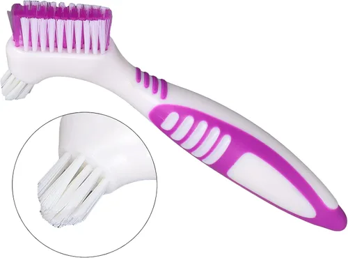 Vista 7 de Cepillo de limpieza de dentadura, cepillo de dientes de doble cara, cepillo de limpieza de dientes falsos, cepillo de dientes portátil de doble cara