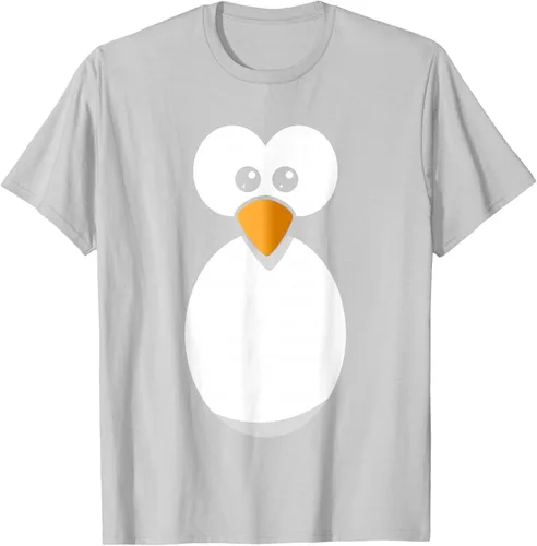 Vista 44 de Camiseta divertida con diseño de cara de pingüino o disfraz fácil, color negro, talla S