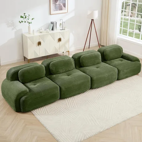 Vista 38 de Juego de sofás seccionales sin hueso de 117 pulgadas para sala de estar, modular en forma de L y sofá de 3 plazas con asiento profundo, almohadas