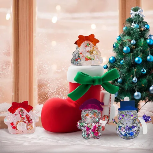 Vista 5 de 6 moldes de resina de Navidad 3D, moldes de resina de Navidad con película de sellado, copos de nieve, muñeco de nieve, arena movediza, moldes