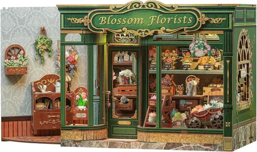 Vista 14 de CUTEBEE Rompecabezas de Madera 3D Caja de Música – Tiovivo Rincón de Libros DIY, Kit de Construcción de Modelo Mecánico Giratorio, Kit de Caja
