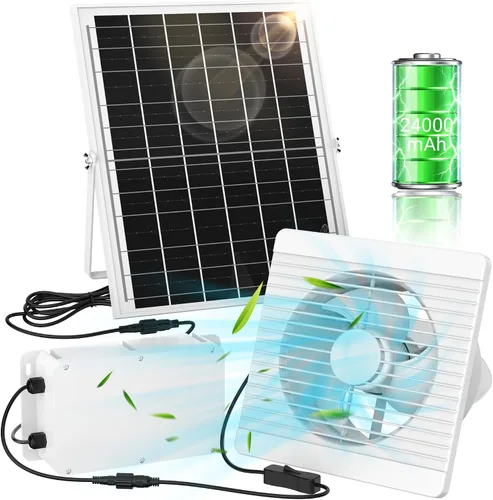 Vista 9 de Ventilador solar de 40 W con batería y temporizador para gallinero