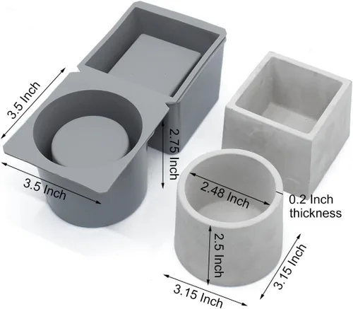 Vista 2 de Moldes de silicona para maceta de hormigón, para plantas suculentas, base incluida, hazlo tú mismo
