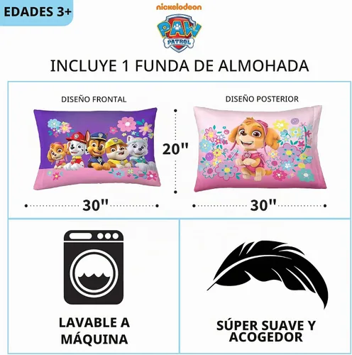 Vista 3 de Franco - Funda de almohada reversible de microfibra súper suave para niños, 20 in x 30 in, chicas de Paw Patrol Paw Patrol Girls