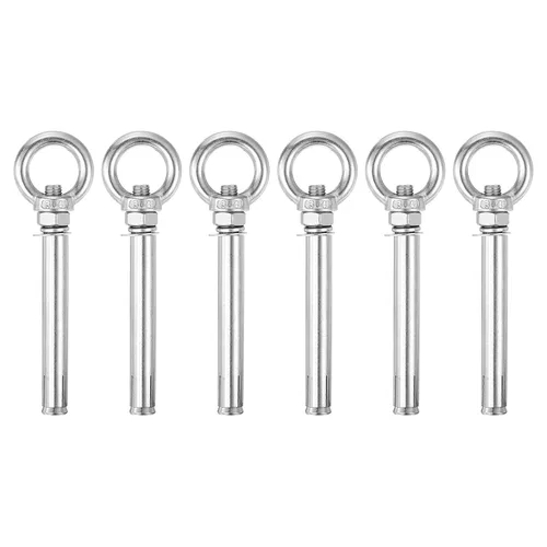 Vista 35 de uxcell Aro de elevación de la expansión, 8pcs M6x50mm 304 tornillo de expansión de acero inoxidable con anillo de ojo para pared de ladrillo