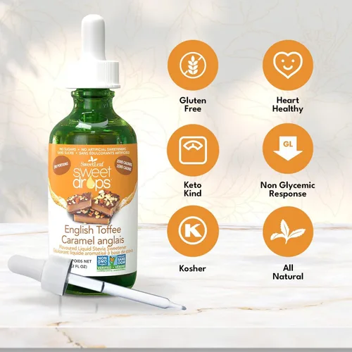 Vista 7 de Sweet Leaf English Toffee Flavor Stevia Clear Liquid, 2 onzas, 3 por caja.