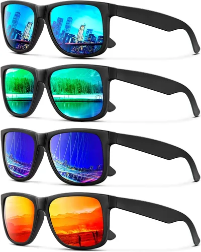 Vista 23 de KALIYADI Sunglasses Men Polarized Sun glasses for Mens Womens Classic Matte Black Frame UV Protection 3pack negro + negro + amarillo + amarillo