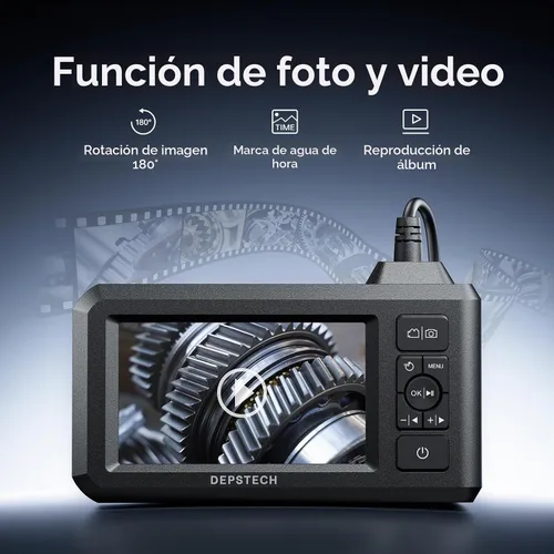 Vista 5 de DEPSTECH Endoscopio industrial de doble lente, cámara de inspección digital de boroscopio 1080P, cámara impermeable IP67 de 0.311 in, cámara de Negro
