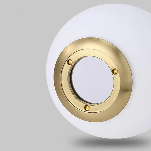 Vista 7 de Lámpara colgante de cristal blanco con forma de globo de 2 luces, bola de vidrio blanca y latón dorado Matel lámpara colgante lámpara de techo