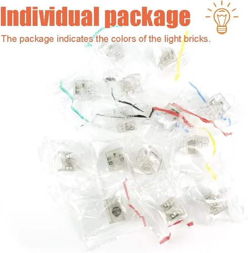 Vista 6 de Pamvava Paquete de accesorios de kits de ladrillos iluminados, 14 piezas de bloques de construcción LED transparentes clásicos de 2 x 2, compatibles