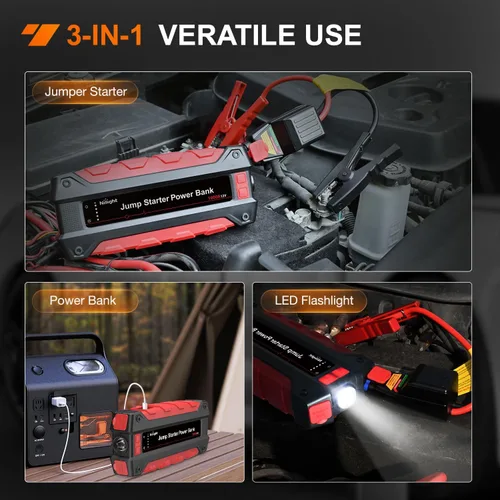 Vista 5 de Nilight Arrancador de Batería de Coche de 1000A para Motores de Gasolina de hasta 6.0L y Diésel de 4.0L de 12V Paquete Amplificador de Arranque