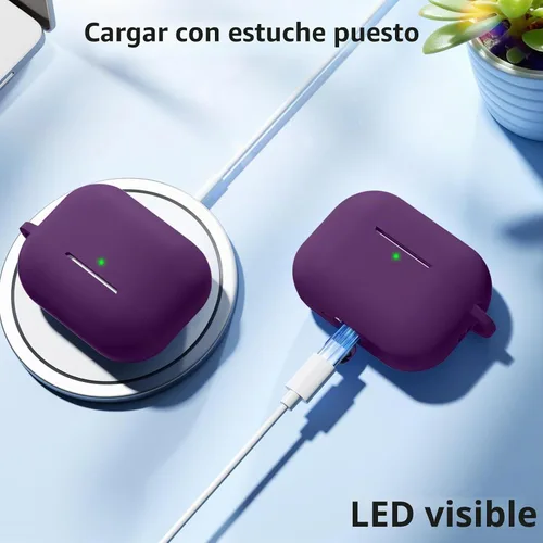 Vista 3 de Lerobo Funda para AirPods Pro 3, funda protectora de silicona suave, color Púrpura