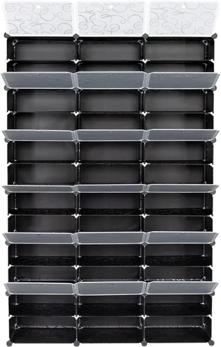 Vista 6 de Zapatero portátil de 12 niveles, 72 pares cubiertos de almacenamiento de zapatos, estante expandible de 36 rejillas para tacones, botas, pantuflas