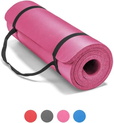 Vista 8 de LOKATSE Home - Tapete de yoga grueso multiusos con correa de transporte de alta densidad Gris