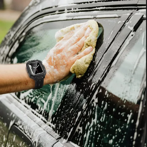 Vista 6 de Goton Estuche impermeable 3 en 1 con correa para Apple Watch con protector de pantalla de vidrio templado incorporado de 40 mm, cubierta frontal
