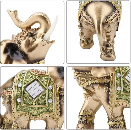 Vista 8 de TOPINCN Escultura de estatua de elefante de la suerte de Feng Shui, figura china de elefante de la suerte para decoración del hogar y la oficina