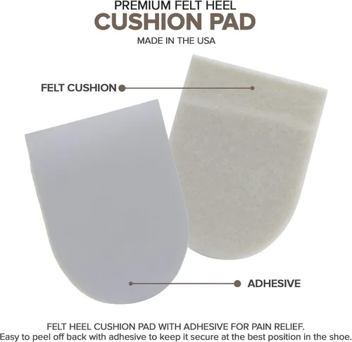 Vista 3 de Almohadillas de talón de fieltro para zapatos 1/2" con adhesivo - 2 pares Cojín de talón de fieltro para aliviar el dolor, 1/2" de grosor