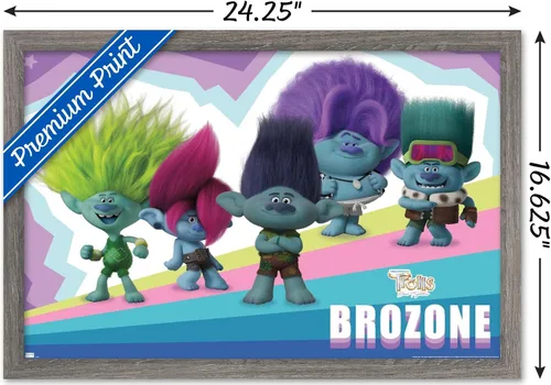 Vista 3 de Trends International Trolls: Band Together - Póster de pared de brozone, 22.4 pulgadas de largo x 14.7 pulgadas, versión enmarcada en madera
