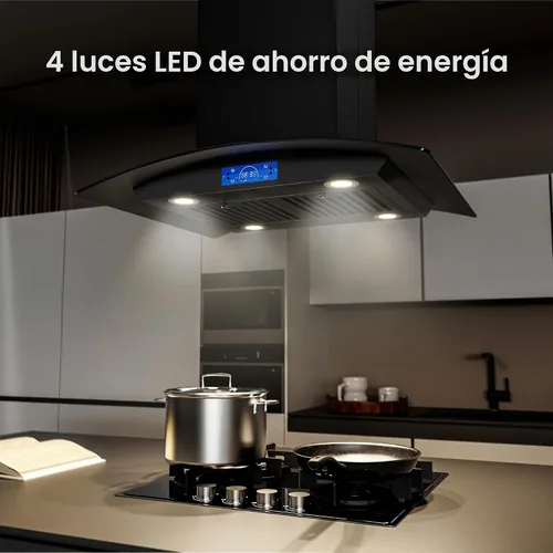 Vista 8 de FIREGAS Campana extractora negra para isla de 30 pulgadas, campana extractora de cocina para isla de 700 CFM con control táctil y por gestos