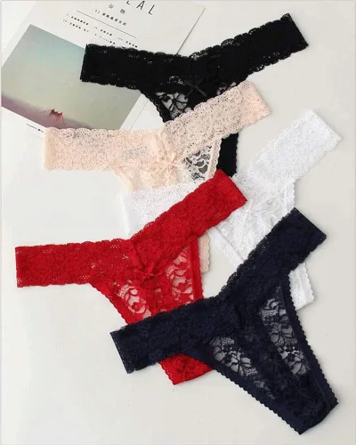 Vista 7 de ZBORH Ropa interior sexy de encaje para mujer de nailon hipster transparente paquete de 5