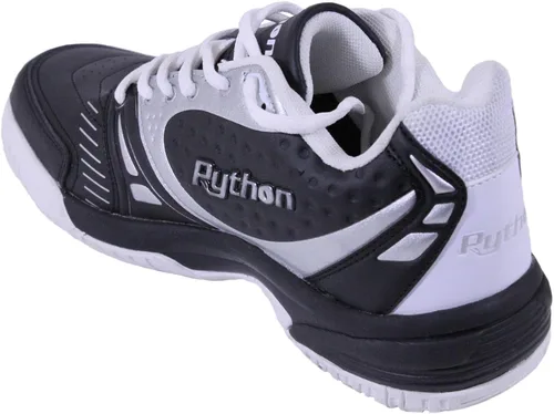 Vista 3 de Python Deluxe - Zapatos de cancha para interiores (racquetball, squash, bádminton, pickleball, voleibol) (bajo y medio) (colores negro y blanco)