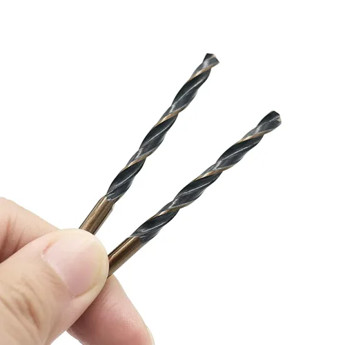 Vista 3 de Brocas helicoidales de acero de alta velocidad 4341 con vástago recto de 0.236 pulgadas (0.236 in) con revestimiento dorado y negro para mejoras