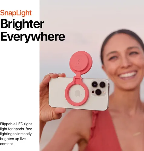 Vista 4 de ShiftCam SnapLight - Anillo de luz LED para selfie con cuatro ajustes de brillo y batería integrada, montaje magnético que se ajusta a cualquier