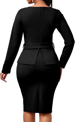 Vista 2 de CuteCherry Vestido sexy para mujer, vestido de trabajo, vestido elegante de lápiz