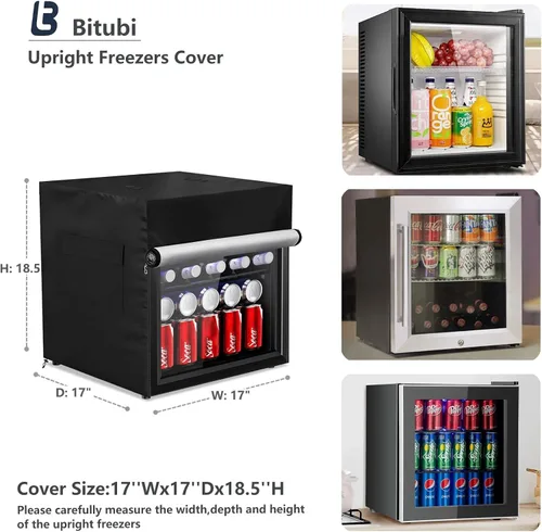 Vista 2 de Bitubi Funda para refrigerador de bebidas, cubierta para refrigerador al aire libre, impermeable, a prueba de polvo, a prueba de sol, 17 pulgadas