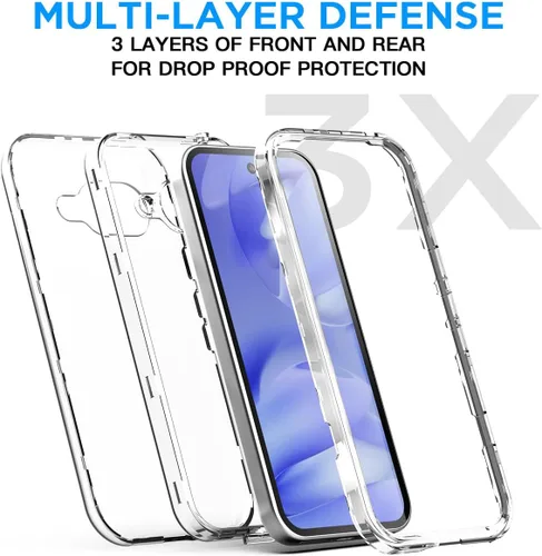 Vista 3 de AICase Funda transparente para Google Pixel 9a (6.3 pulgadas), resistente protección contra caídas, cuerpo completo, a prueba de golpes, a prueba