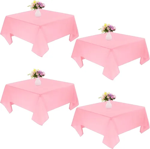 Vista 11 de Paquete de 4 manteles cuadrados de mesa de 52 x 52 pulgadas, mantel negro lavable a máquina, tela de poliéster, cubierta de mesa para comedor